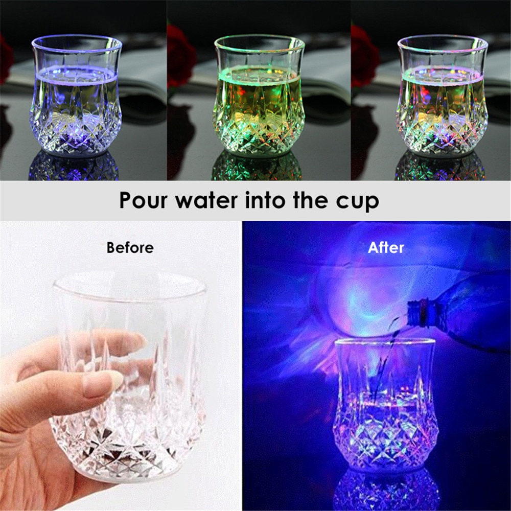 Creative Light Up LED Cups Automatic Flashing Drinking Cup Mugs Color Changing Beer Whisky Glass Cup For Bar Club Party Supplies