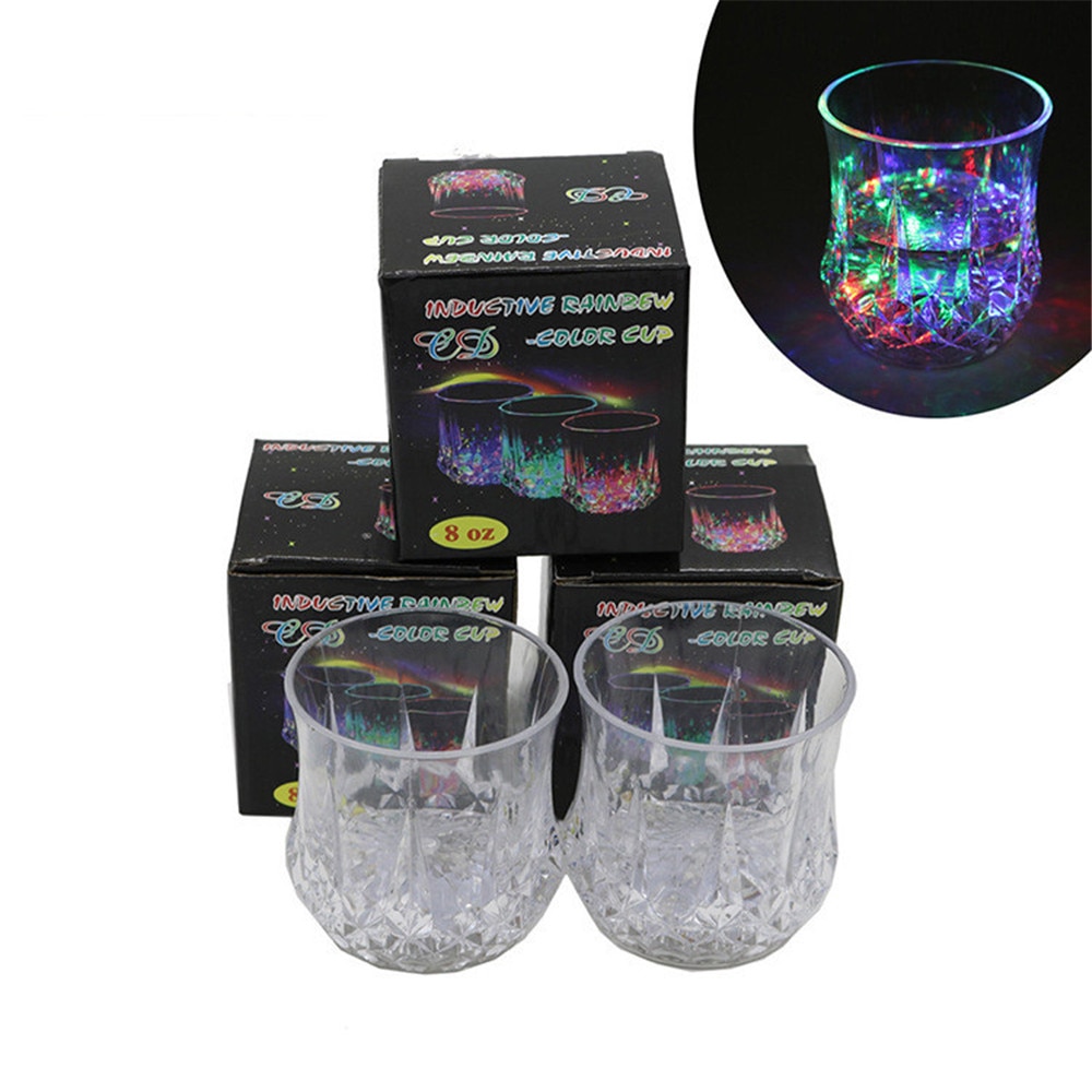 Creative Light Up LED Cups Automatic Flashing Drinking Cup Mugs Color Changing Beer Whisky Glass Cup For Bar Club Party Supplies