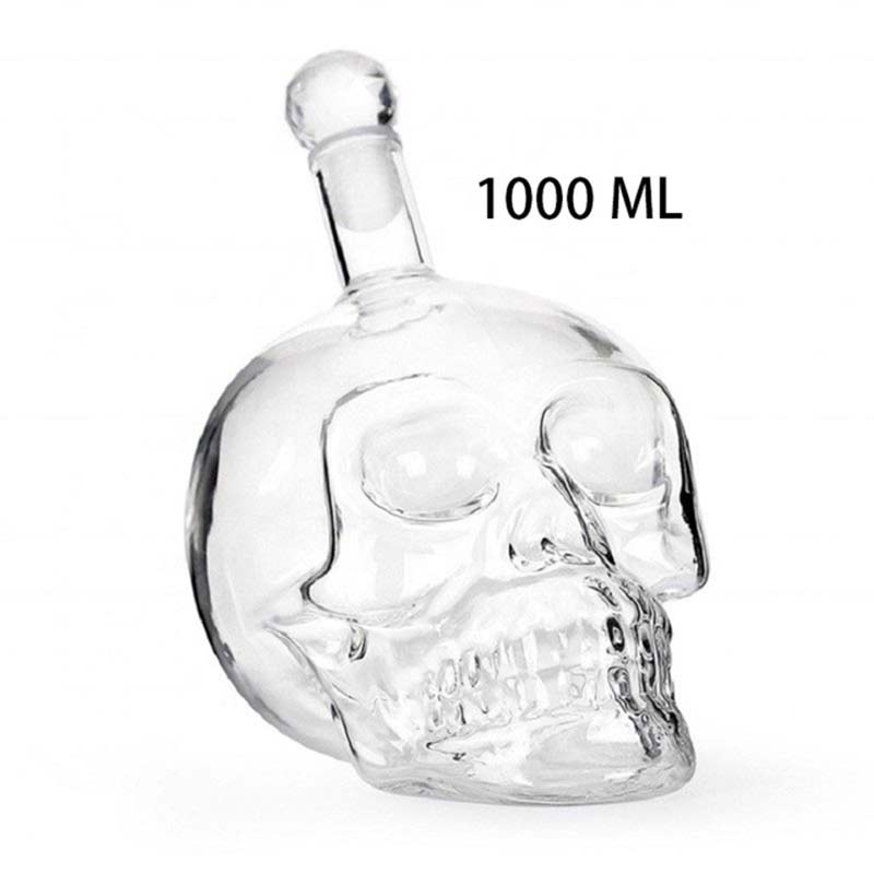 350/500/1000ML Crystal Skull Bottle Vodka Skull Shot Glass Bottle With Cork Skull Head Glass Carafe For Whisky Wine Spirits