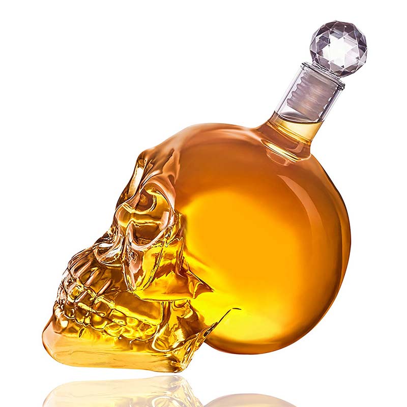 350/500/1000ML Crystal Skull Bottle Vodka Skull Shot Glass Bottle With Cork Skull Head Glass Carafe For Whisky Wine Spirits