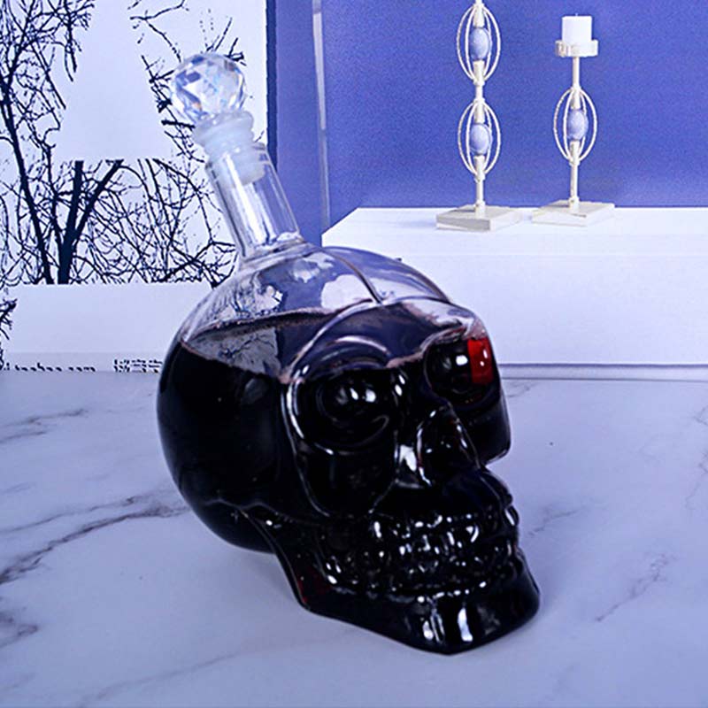 350/500/1000ML Crystal Skull Bottle Vodka Skull Shot Glass Bottle With Cork Skull Head Glass Carafe For Whisky Wine Spirits