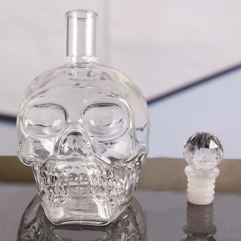 350/500/1000ML Crystal Skull Bottle Vodka Skull Shot Glass Bottle With Cork Skull Head Glass Carafe For Whisky Wine Spirits