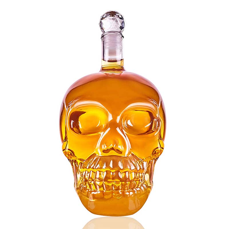 350/500/1000ML Crystal Skull Bottle Vodka Skull Shot Glass Bottle With Cork Skull Head Glass Carafe For Whisky Wine Spirits