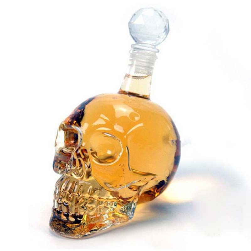 350/500/1000ML Crystal Skull Bottle Vodka Skull Shot Glass Bottle With Cork Skull Head Glass Carafe For Whisky Wine Spirits