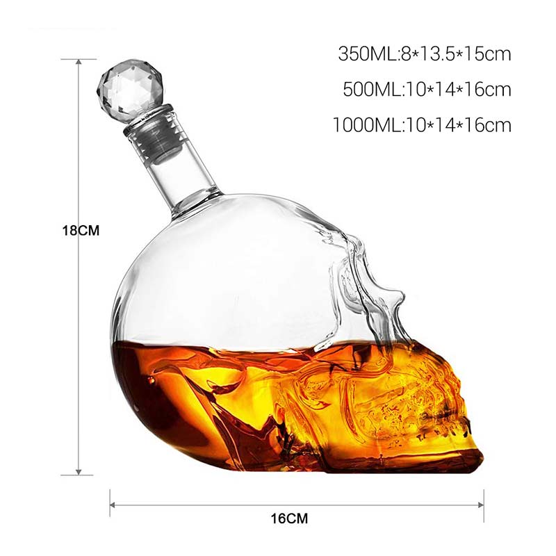 350/500/1000ML Crystal Skull Bottle Vodka Skull Shot Glass Bottle With Cork Skull Head Glass Carafe For Whisky Wine Spirits