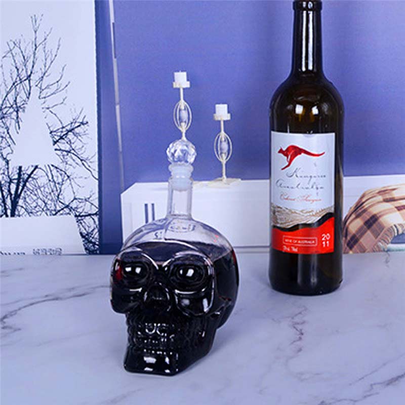 350/500/1000ML Crystal Skull Bottle Vodka Skull Shot Glass Bottle With Cork Skull Head Glass Carafe For Whisky Wine Spirits