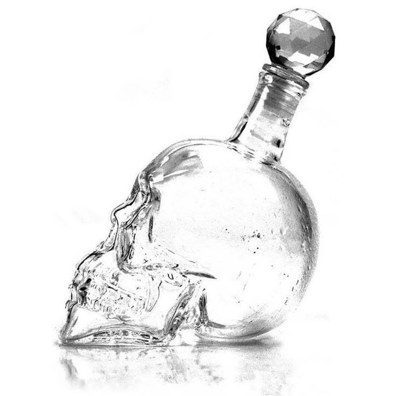 350/500/1000ML Crystal Skull Bottle Vodka Skull Shot Glass Bottle With Cork Skull Head Glass Carafe For Whisky Wine Spirits