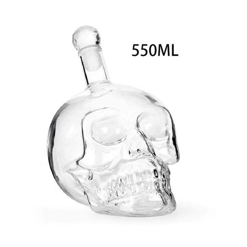 350/500/1000ML Crystal Skull Bottle Vodka Skull Shot Glass Bottle With Cork Skull Head Glass Carafe For Whisky Wine Spirits