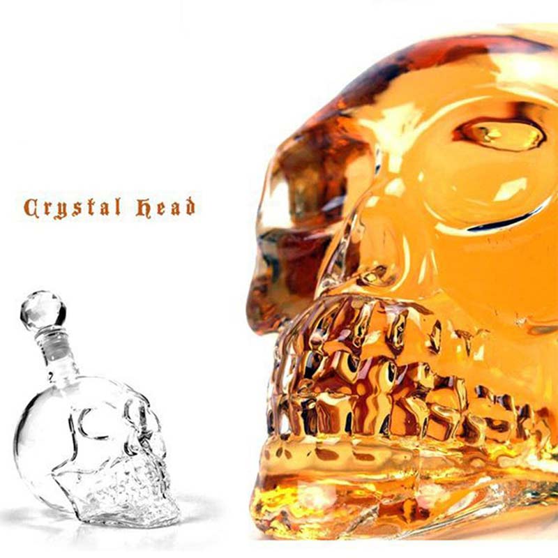 Glass Skull Vodka Bottle with Cork