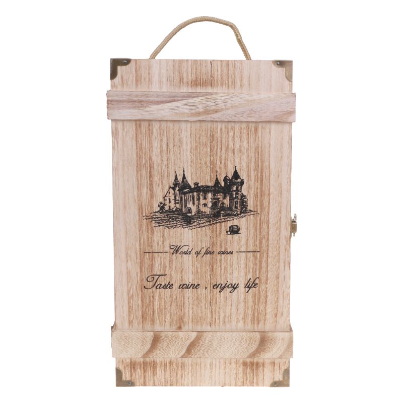 New Vintage Wood 2 Red Wine Bottle Box Carrier Crate Case Storage Carrying Display Holder Birthday Party Christmas Gift