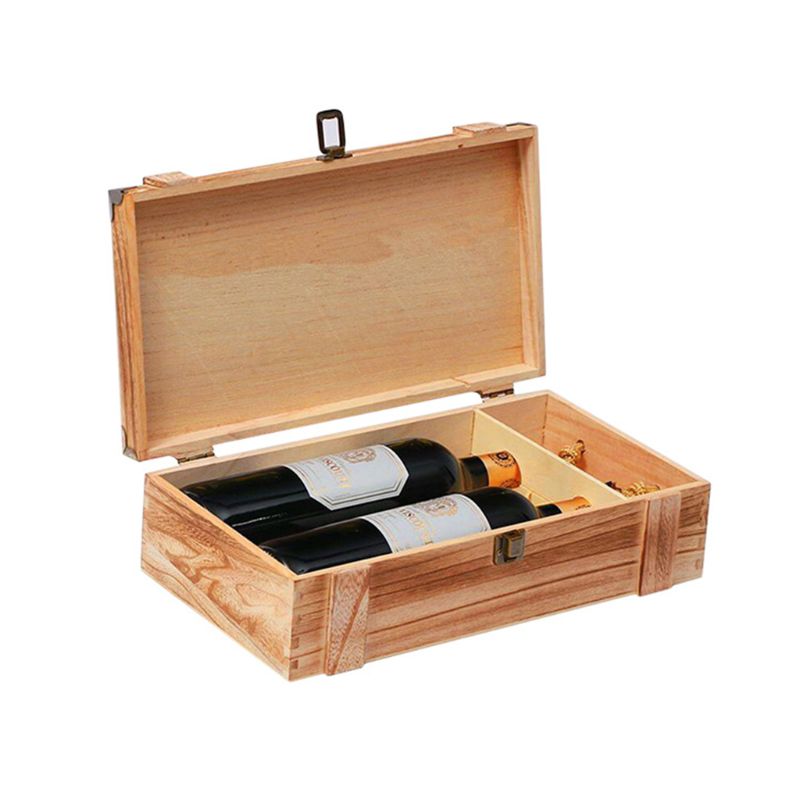 New Vintage Wood 2 Red Wine Bottle Box Carrier Crate Case Storage Carrying Display Holder Birthday Party Christmas Gift