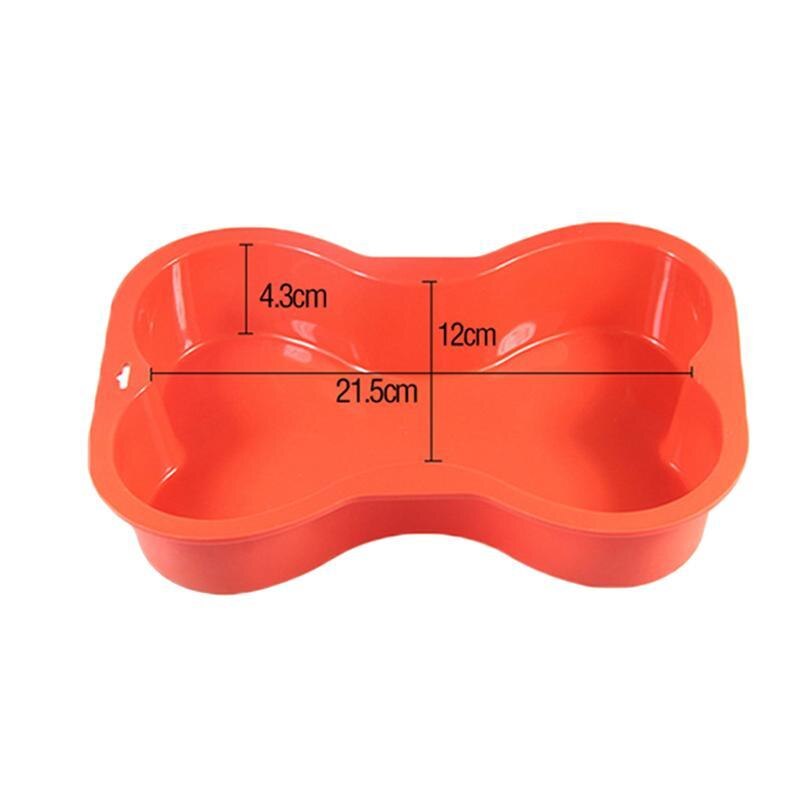 Non-stick Silicone Mold Dog Bone Shape Cake Pan For Puppy Dog Birthday DIY Baking Tool Red Color