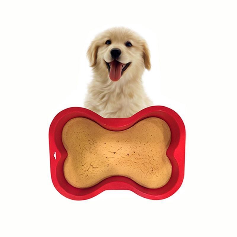 Non-stick Silicone Mold Dog Bone Shape Cake Pan For Puppy Dog Birthday DIY Baking Tool Red Color