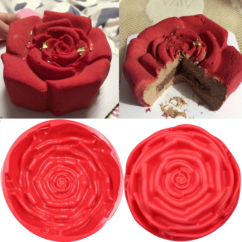 24*24cm Big Rose Flower Baking Tray Silicone Cake Mold Form Large Bakery Dish Bakeware Toast Bread Mould