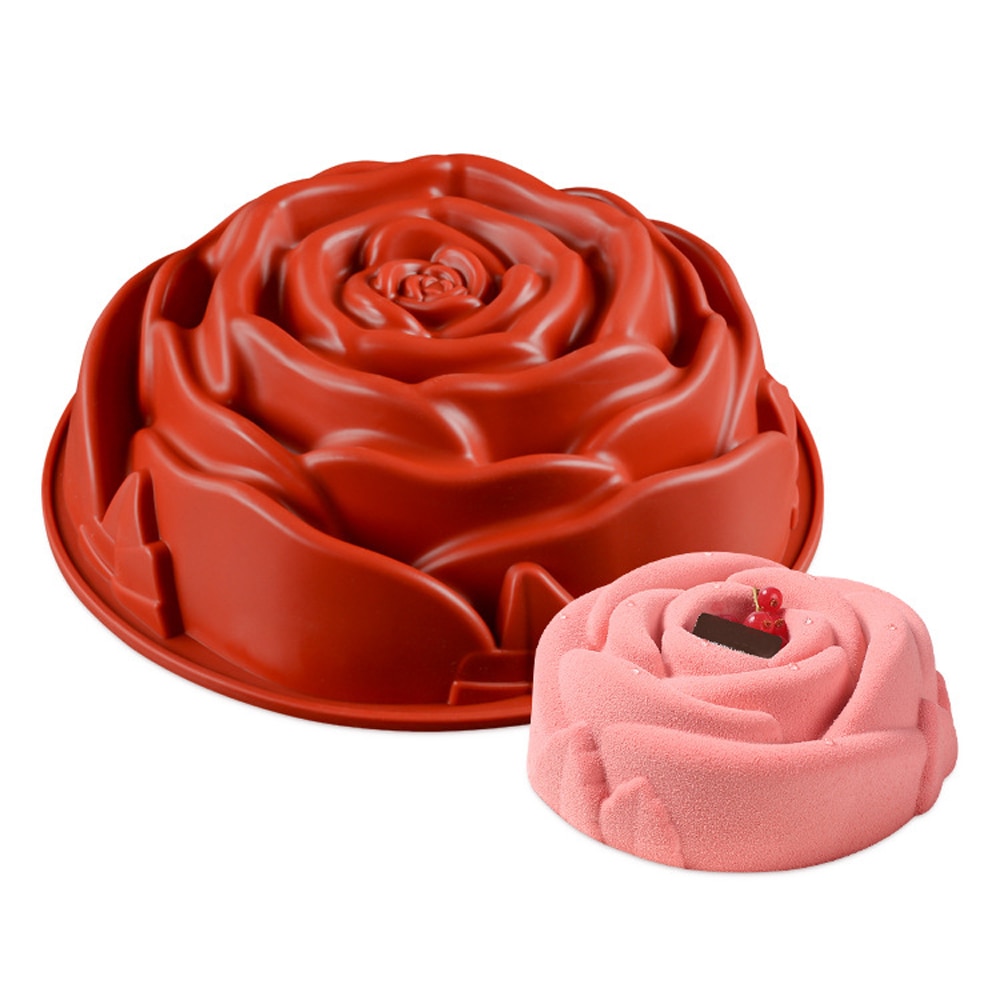 24*24cm Big Rose Flower Baking Tray Silicone Cake Mold Form Large Bakery Dish Bakeware Toast Bread Mould