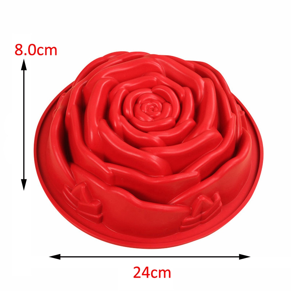 24*24cm Big Rose Flower Baking Tray Silicone Cake Mold Form Large Bakery Dish Bakeware Toast Bread Mould