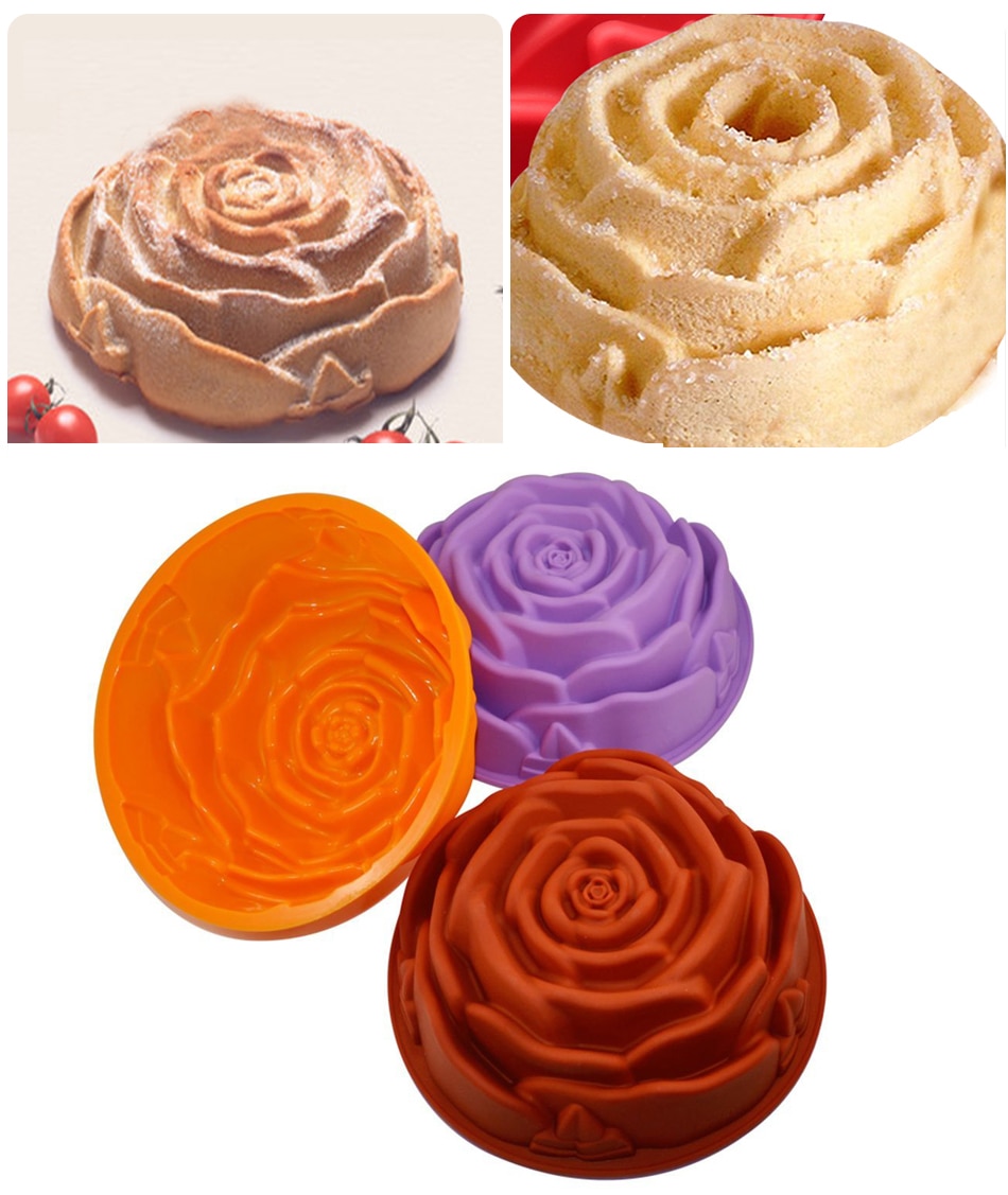 24*24cm Big Rose Flower Baking Tray Silicone Cake Mold Form Large Bakery Dish Bakeware Toast Bread Mould