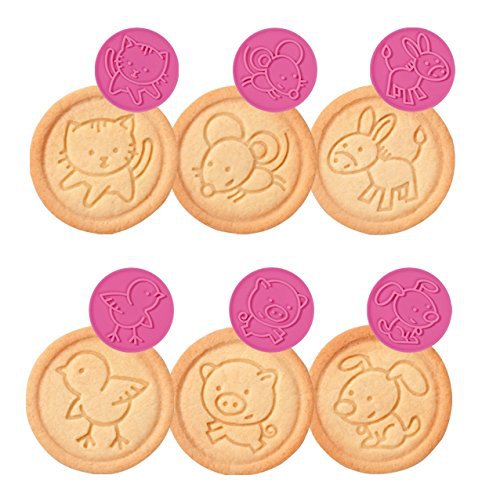 2-in-1 Animal Motif Silicone Cookie Stamp and Cutter (Set of 6)