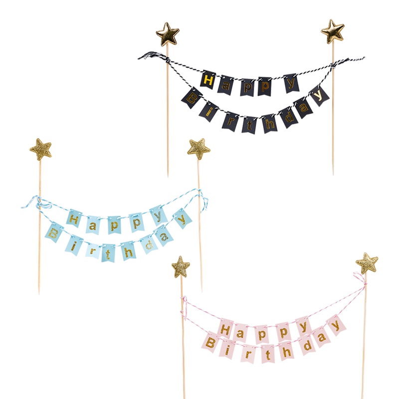 Paper Happy Birthday Cake Banner Topper