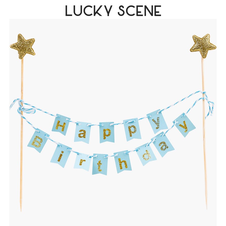 Paper Happy Birthday Cake Banner Topper