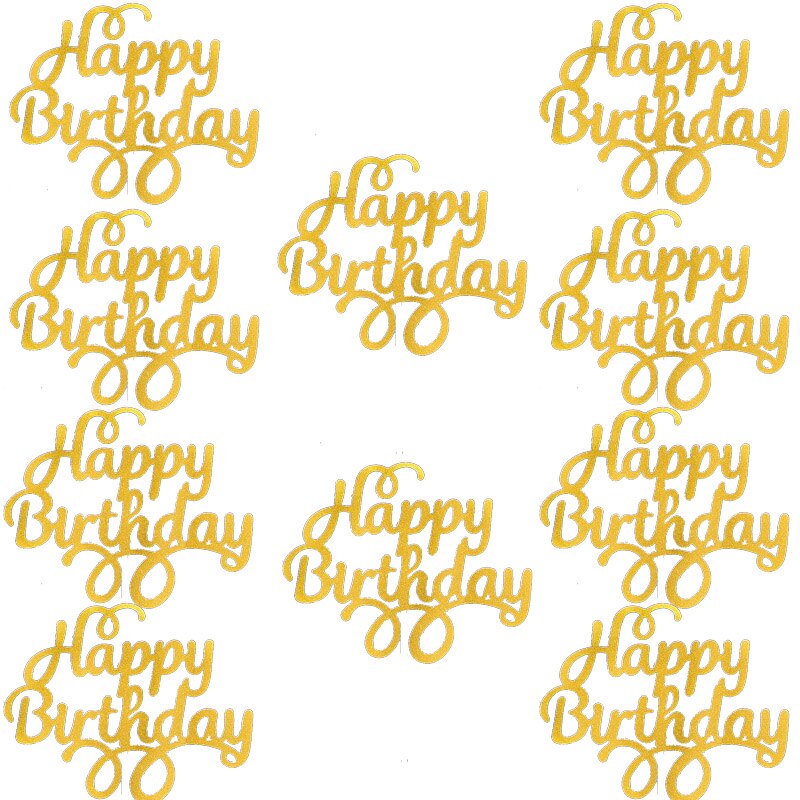 Happy Birthday Cake Toppers Glitter Decor (10 pcs)