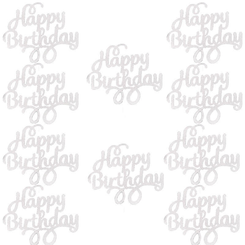 Happy Birthday Cake Toppers Glitter Decor (10 pcs)