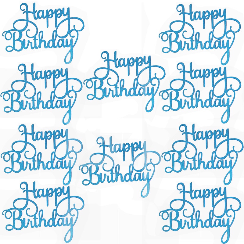 Happy Birthday Cake Toppers Glitter Decor (10 pcs)