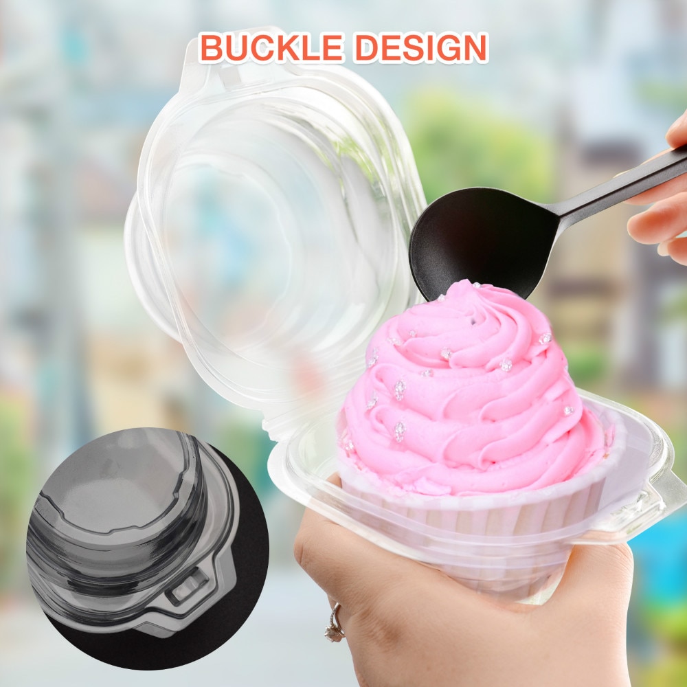 50pcs Individual Cupcake Holder Clear Plastic Dome Single Cupcake Carrier Muffin Container Holders Cases Boxes Cups