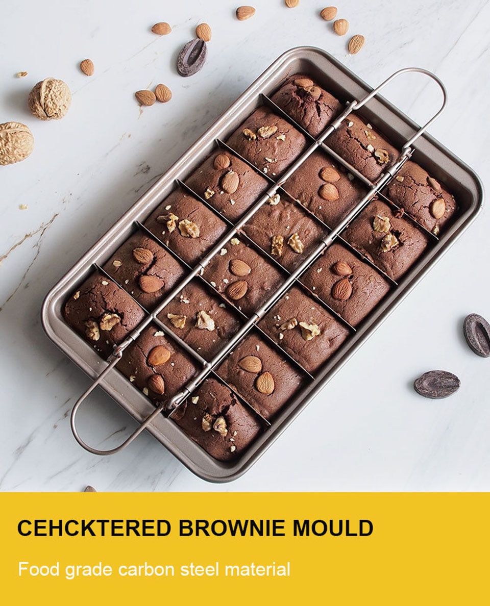 18 Holes Brooklyn Brownie Copper Nonstick Baking Pan with Built-In Slicer Ensures Perfect Crispy Edges Metal Utensi