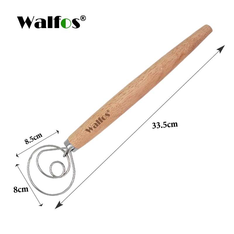 WALFOS Stainless Steel Danish Dough Whisk Blender Cake Bread Pastry Dough Mixer Stick Egg Beater Tools Baking Pastry Blender