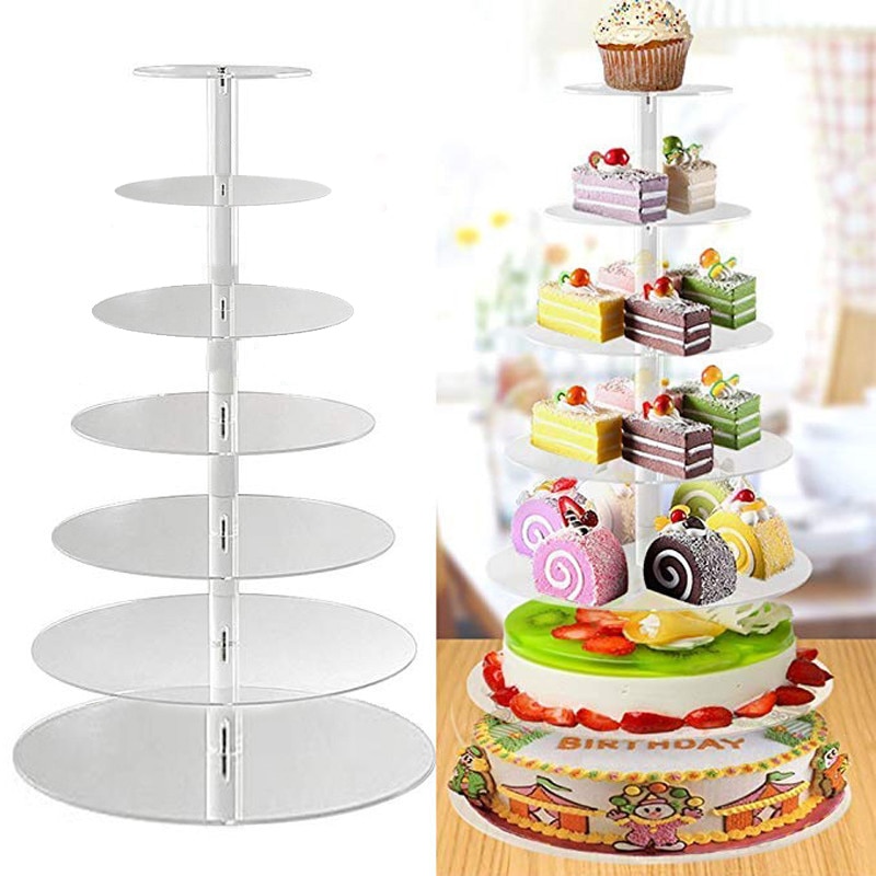 3/4/5 Tier Acrylic Wedding Cake Stand Crystal Cup Cake Display Shelf Cupcake Holder Plate Birthday Party Decoration Stands