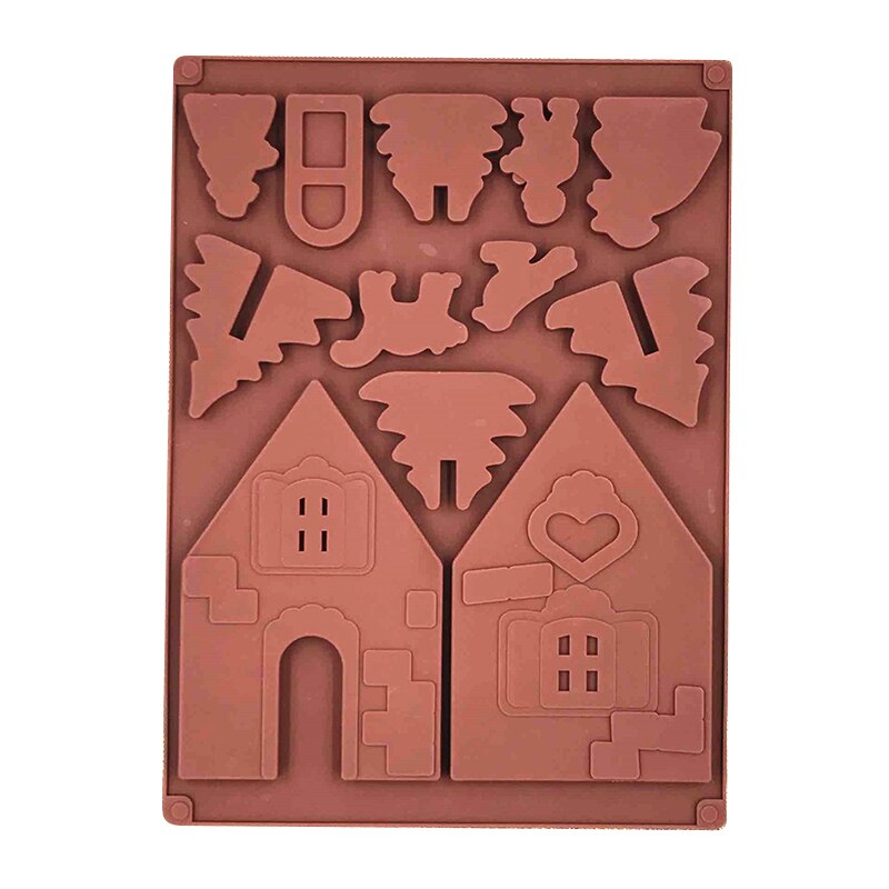 2Pcs/Set 3D Christmas Silicone Molds Gingerbread Chocolate Mold Cake Mold Fondant Molds DIY House Biscuits Cake Decorating Tools