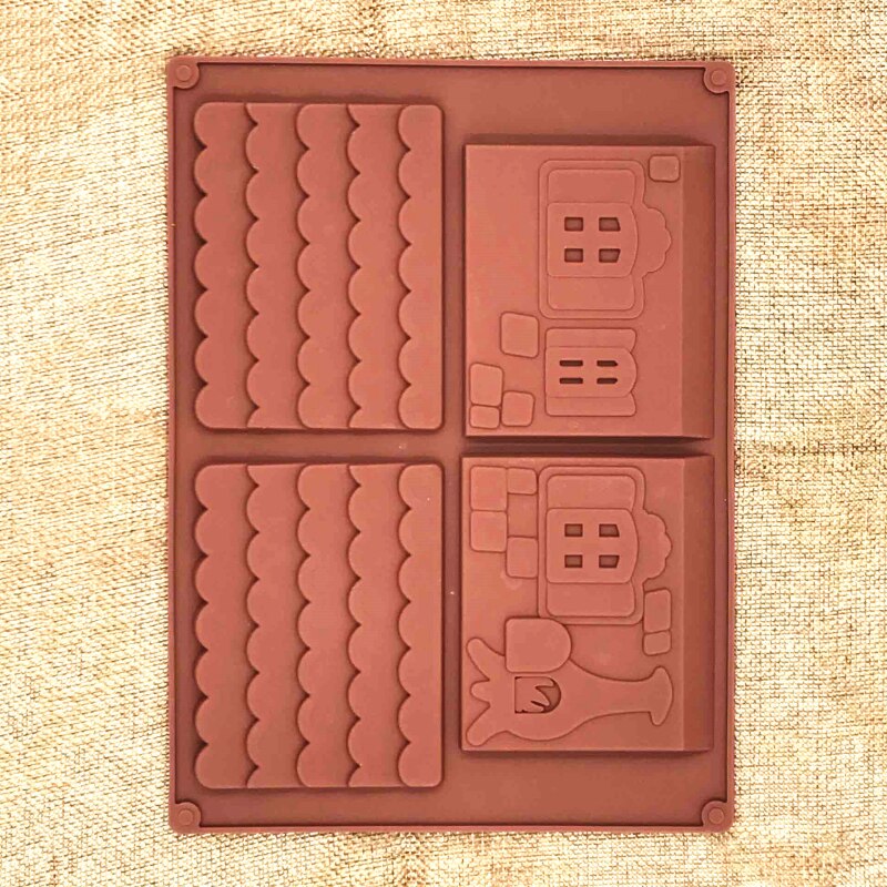 2Pcs/Set 3D Christmas Silicone Molds Gingerbread Chocolate Mold Cake Mold Fondant Molds DIY House Biscuits Cake Decorating Tools