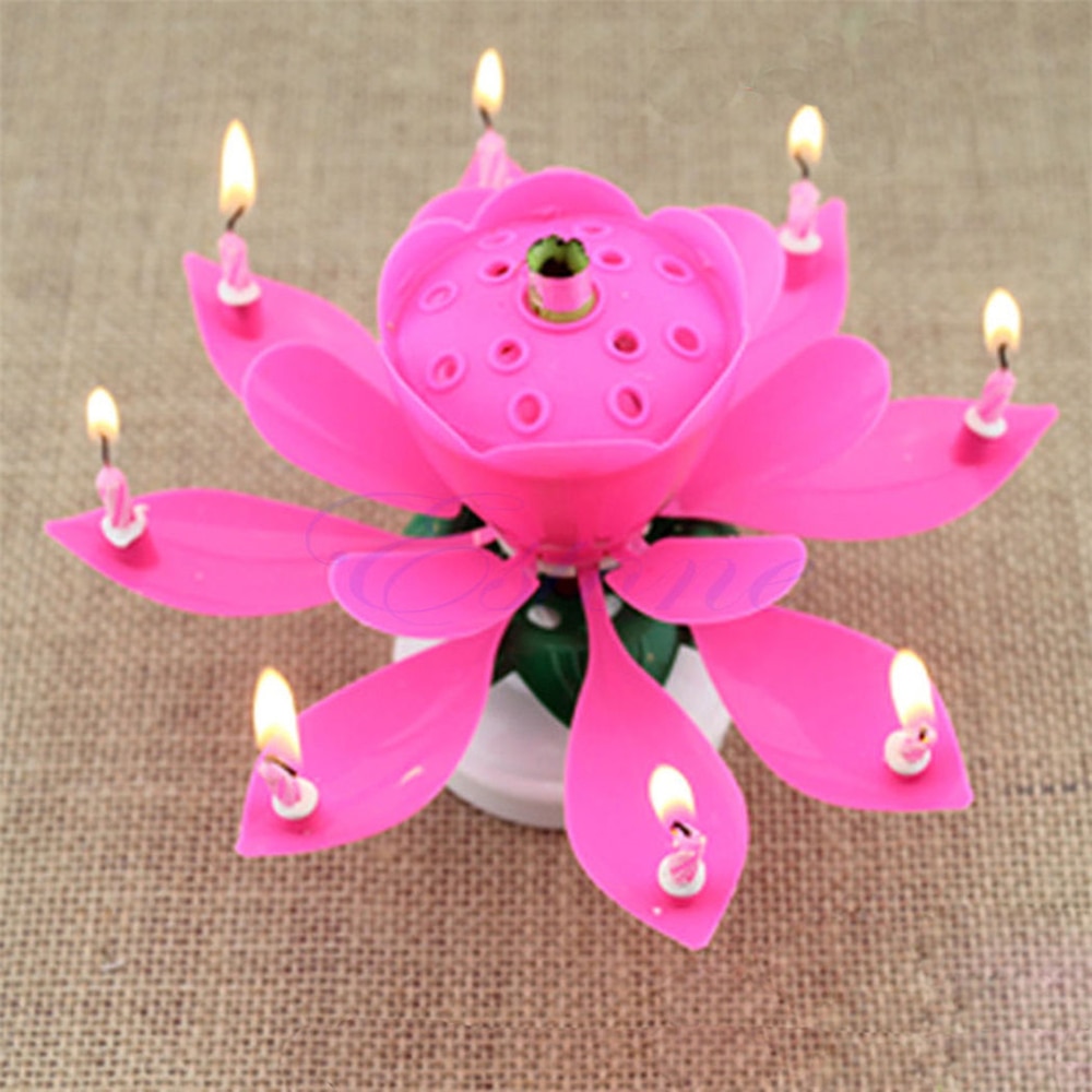 Lotus Birthday Candle Musical Cake Decor