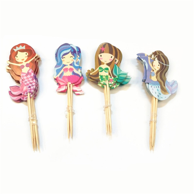 Mermaid Decor Party Cake Topper (Set of 24)