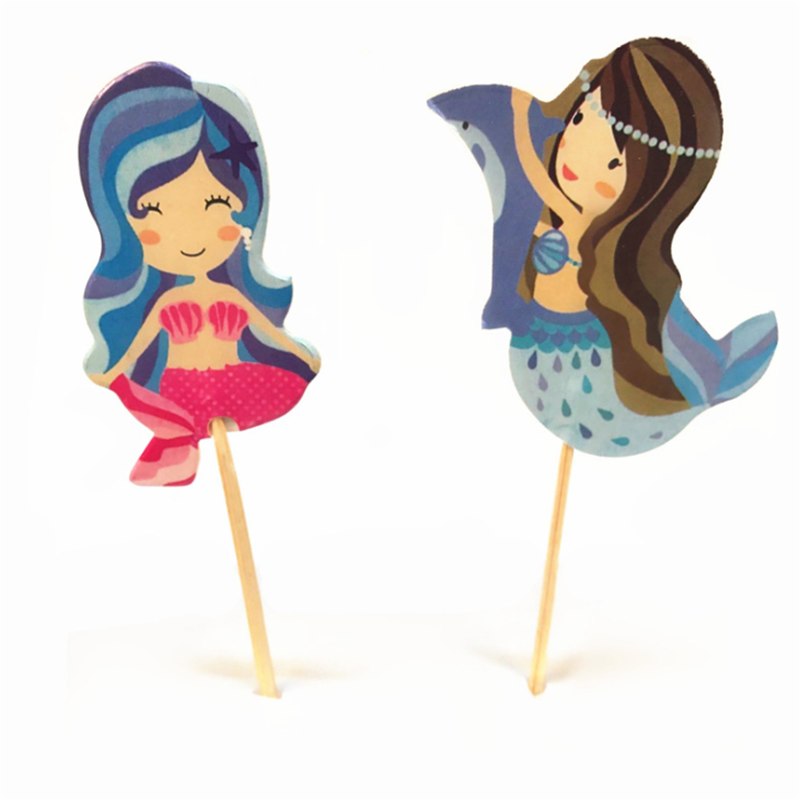 Mermaid Decor Party Cake Topper (Set of 24)