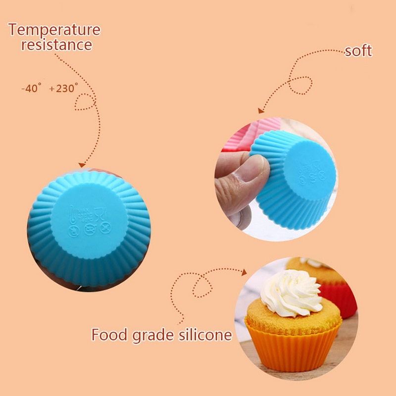 6/12Pcs Silicone Cupcake Mold Bakeware Cupcake Liner Reusable Muffin Baking Nonstick Moulds Kitchen Baking Accessories Random