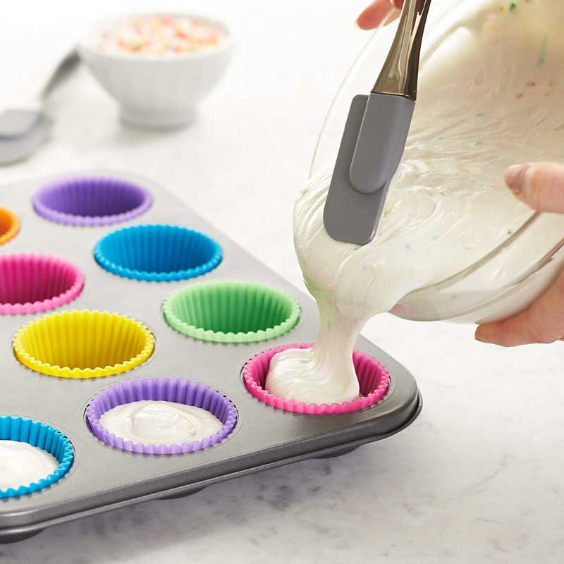 6/12Pcs Silicone Cupcake Mold Bakeware Cupcake Liner Reusable Muffin Baking Nonstick Moulds Kitchen Baking Accessories Random