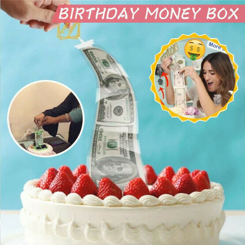 1Set Creative Birthday Prop Cake Money Box Cake ATM Surprise Give Someone A Big Surprise Funny Toy Wedding Birthday Party Gift