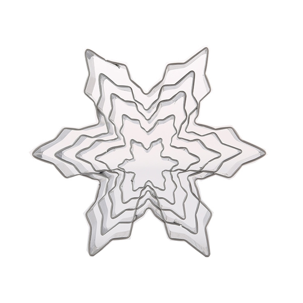 5Pcs/Set Christmas Snowflake Molds Stainless Steel Cookie Cutters Cake Biscuit Moulds Fondant Icing Mold Christmas Baking Mold