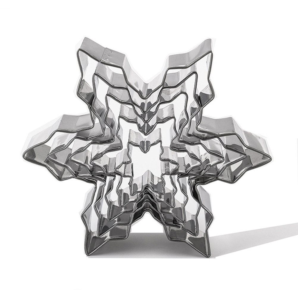 5Pcs/Set Christmas Snowflake Molds Stainless Steel Cookie Cutters Cake Biscuit Moulds Fondant Icing Mold Christmas Baking Mold