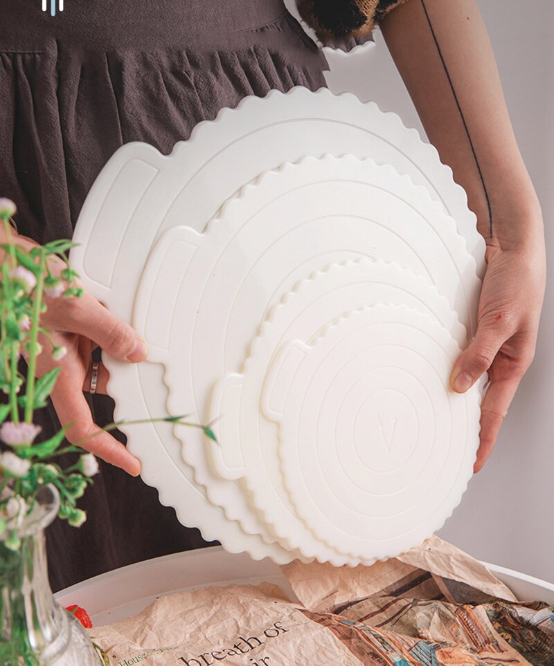 Reusable Round Mousse Cake Boards Plastic Cake Base Cupcake Dessert Tray for Home Wedding Birthday Party 4/6/8/10inch