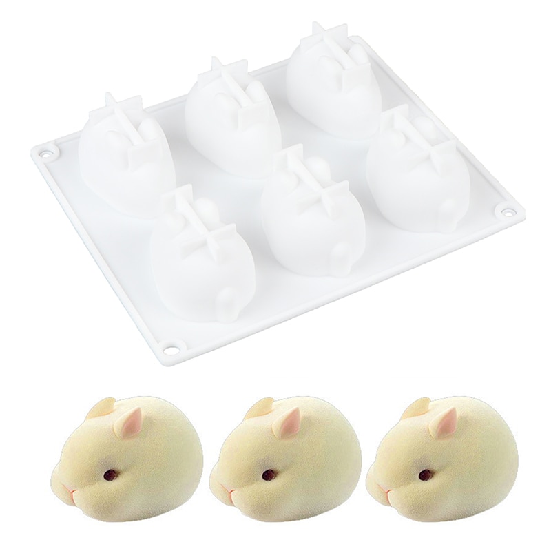 Six Slot 3D Bunny Silicone Mold