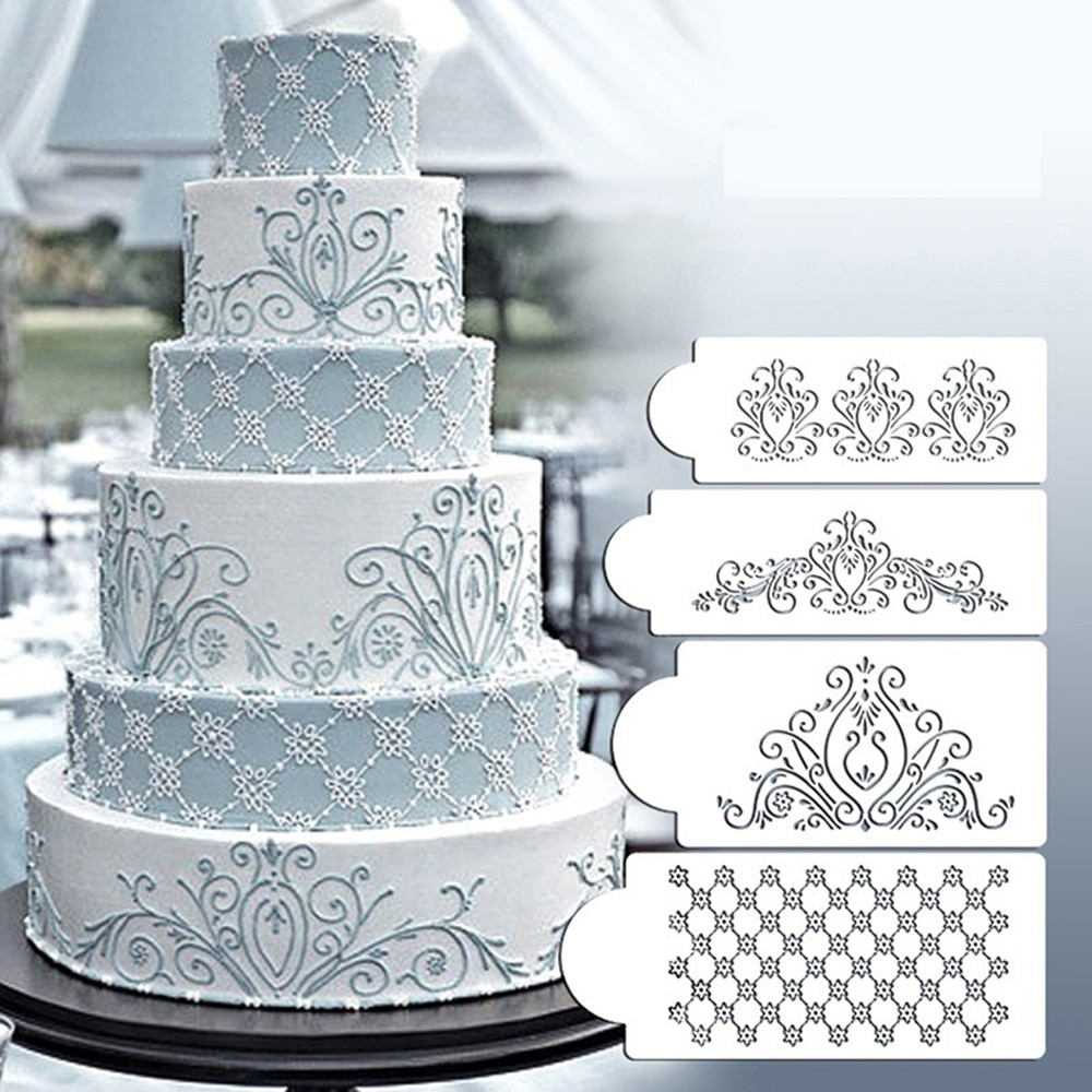 Cake Decorating Stencils Set (4 Pcs)