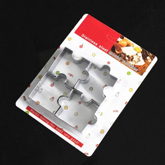 4Pcs/Set Biscuit Mould Stainless Steel Puzzle Piece Cookie Cutter Cake Frame Mold Baking Tools For Pastry Fondant Sugar DTT88