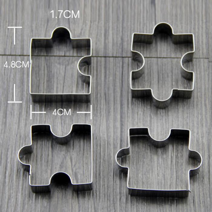 4Pcs/Set Biscuit Mould Stainless Steel Puzzle Piece Cookie Cutter Cake Frame Mold Baking Tools For Pastry Fondant Sugar DTT88