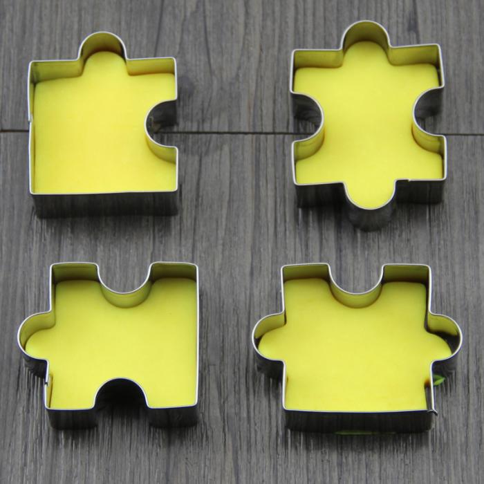 4Pcs/Set Biscuit Mould Stainless Steel Puzzle Piece Cookie Cutter Cake Frame Mold Baking Tools For Pastry Fondant Sugar DTT88