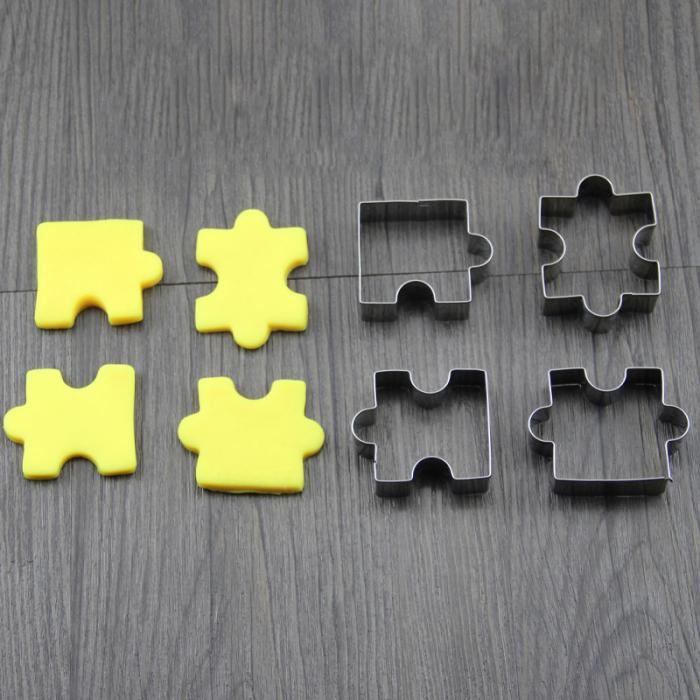 4Pcs/Set Biscuit Mould Stainless Steel Puzzle Piece Cookie Cutter Cake Frame Mold Baking Tools For Pastry Fondant Sugar DTT88