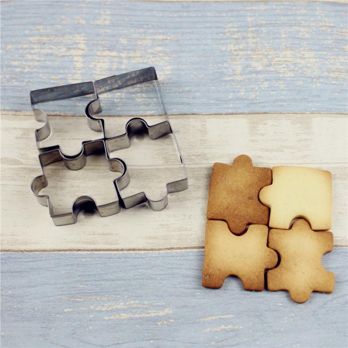 4Pcs/Set Biscuit Mould Stainless Steel Puzzle Piece Cookie Cutter Cake Frame Mold Baking Tools For Pastry Fondant Sugar DTT88