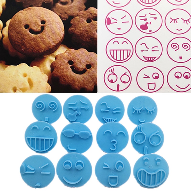 Smiling Face 13Pcs Embossing Mould Fondant Biscuits Mold Plastic Cake Decorating Tools Cookie Cutters Set Baking Accessories